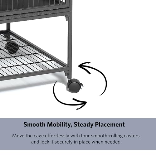 MidWest Homes for Pets Ferret Nation Double Unit Small Animal Cage, 4 Tiers, Includes Pans, Shelves, Ramps & Covers, For Ferrets & Small Animals - color: Black: 1 Inch Wire Spacing: Ferret Nation, size: Double Story