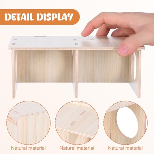 Ipetboom Hamster Wood Hideout Solid Wood Hamster House Guinea Pig Hideout Rodent for Sleeping Hiding Chewing Cage Decor 8.26 X 4.33 X 3.14 in