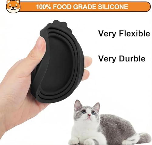 2 Packs Pet Food Cans Lids,Cute Can Lid Dishwasher Safe, Can Covers Most Standard Size Dog and Cat Canned(black) - color: black