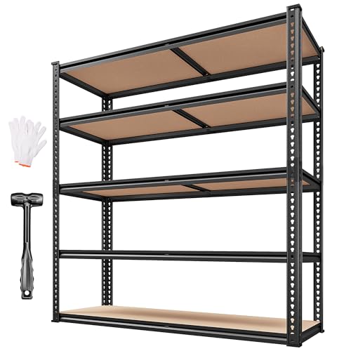 REIBII 40" W Storage Shelves,2500LBS Heavy Duty Garage Shelving for Basment | Adjustable Metal Shelving,Pantry Shelf for Spaces Basement,Warehouse,Closet,Storage Room,Library Or Offices,2500LBS - size: 20"D x 40"W x 72"H