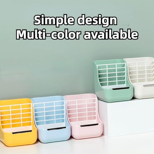 Rabbit Hay Feeder Guinea Pig Feeder, 2 in 1 Automatic Small Animal Food Bowl Feeding Cage Accessories 5.91''L x 6.69''W x 7.09''H (Pink) - color: Pink