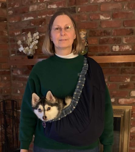 Pet Sling Carrier, OrgMemory Adjustable Bag, Small Dog Cat Outdoor Shoulder Carrier Most Suitable: 3-8 lbs (Blue Plaid) - color: Blue Plaid