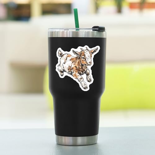 100 PCS Goat Stickers Pack – Waterproof Vinyl Decals for Water Bottles, Laptops, Phones, Notebook, Cars – Cool Vibrant Graphics for Goat Enthusiast - color: Goat