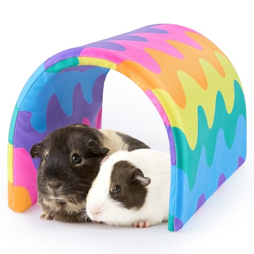 Bienbee Guinea Pig Tunnel, Guinea Pig Hideout, Washable Rabbit Tunnel and Bunny House, Rabbit Toys in Cages for Guinea Pig Bunny Rabbit Small Animal Rainbow Wave