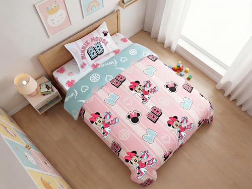 Northwest Disney Minnie Mouse Twin Comforter Set, Reversible Design Ultra Soft Fade Resistant Microfiber Kids Bedding Set, Officially Licensed - color: Minnie