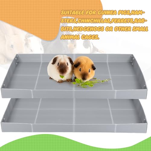 Wenqik 2 Pcs Guinea Pig Cage Liner Corrugated Plastic Cage Liner Base 2 x 4 Panel Size for Small Animals Hedgehogs Rabbits Tray, 55 x 27 Inch (Grey) - color: Grey