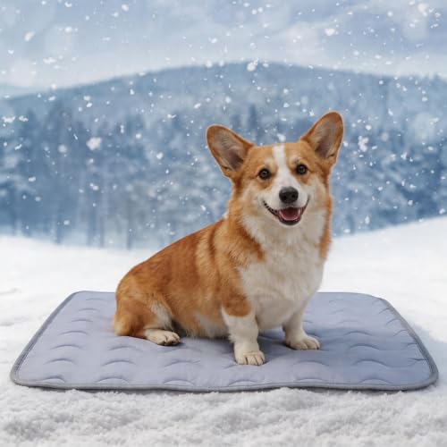 Dog Cooling Mat Non-Toxic Self Cooling Pad for Dogs Cats in Hot Summer Cool Pad Washable & Easy Clean - color: Grey, size: Medium 27x20in