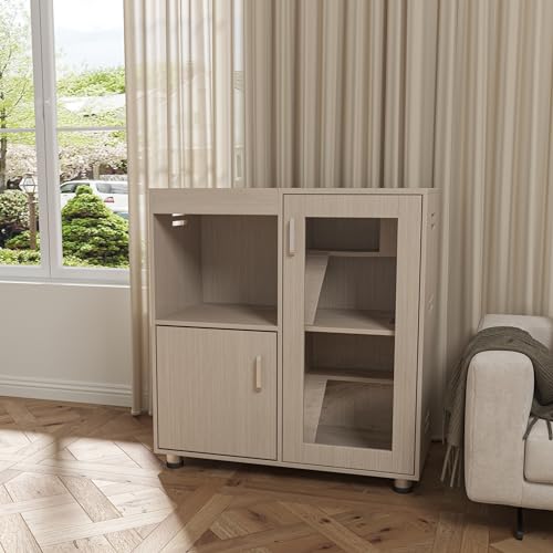 Hamster Cage Rodent Habitat with Acrylic Viewing Windows Openable Top Storage Cabinet Multi Level Wooden Home for Chinchilla Rat Gerbil Guinea Pig Feeding Play Rest Exploration Enclosure (Wood) - color: Wood