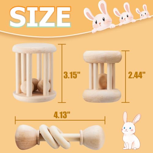 AOWPFVV Wooden Bunny Toys,Safe Rabbit Toys for Guinea Pigs,Small Animals | Teeth Grinding,Enrichment,Boredom Breaker,Chew Toys for Chinchillas,Hamster,Rats Indoor&Outdoor