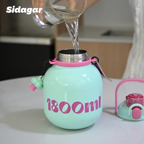 60 oz Gallon Insulated Water Bottle with Straw Lid, Green | Premium 316L Stainless Steel, Leakproof, Wide Mouth Water Jug with Handle, All-day Hot or Cold Retention, Travel & Daily Use - color: Light Green, size: 60 Ounces