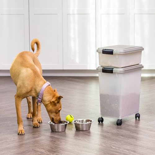 IRIS USA Dog Food Storage Container, Up to 30+11 lbs, Gray/Dark Gray | Made in the USA, Includes 2-Cup Scoop & Wheels, Airtight Seal, BPA-Free, Bird Seed, Cat food, Cat Litter, Treats, Toys - color: Silver