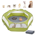 Pawaboo 2-in-1 Small Animals Playpen with Pad, Green+Gray | Waterproof, Reusable Pad, Portable Outdoor Yard Fence with 3 Metal Rod, For Chick/Kitten/Guinea Pig/Rabbits/Chinchillas - color: U-Green+Gray