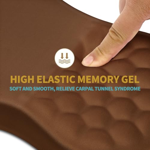 Hokafenle Ergonomic Mouse Pad Wrist Support with Massage Design, Wrist Rest Pain Relief Mousepad with Memory Foam&Non-Slip PU Base, Mouse Pads for Wireless Mouse & Desk (12x8 inch,Brown) - color: HK013-Brown