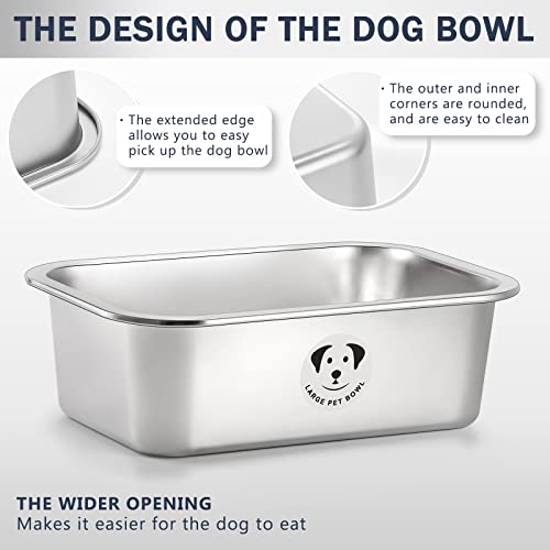 Stainless Steel Dog Bowls for Large Dogs, 0.85 Gallons High Capacity Metal Food Dog Bowls Extra Large Water Bowl for Dogs - size: 0.85 Gallons
