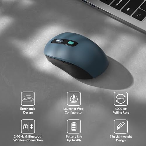 Keychron BM25 Silent Quiet-Click Mouse, Ergonomic Rechargeable Mice with Tri-Mode, 2.4G/Bluetooth 5.2/Wired, 1000Hz Polling Rate, Adjustable DPI, Programmable for Mac, Windows, Linux - Space Gray - color: Gray