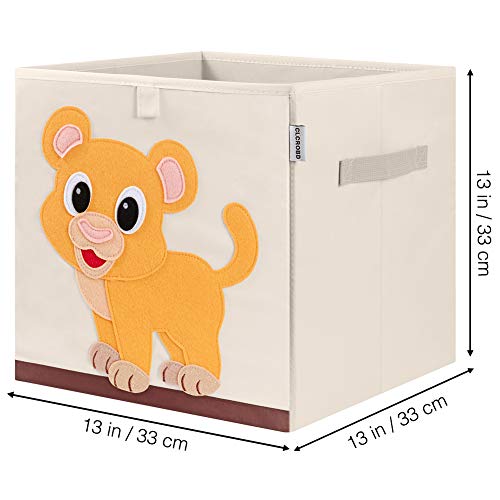 13 Inch Animal Cube Storage Bins, Foldable Fabric Kids Toy Box & Toy Chest | Kids Storage Cubes, Toy Storage Organizer Basket for Toddlers, Boys and Girls, Playroom and Nursery (Baby Lion) - color: Baby Lion