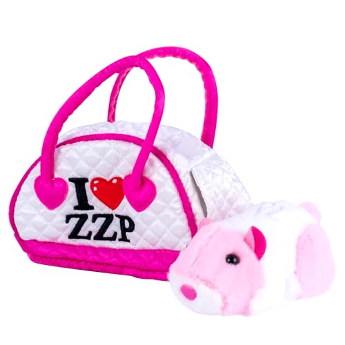 ZhuZhu City Hamster & Quilted Carrier – Jilly the Pink & White Interactive Hamster with 40+ Sounds & Movements – Take Your ZhuZhu Adventures Anywhere!