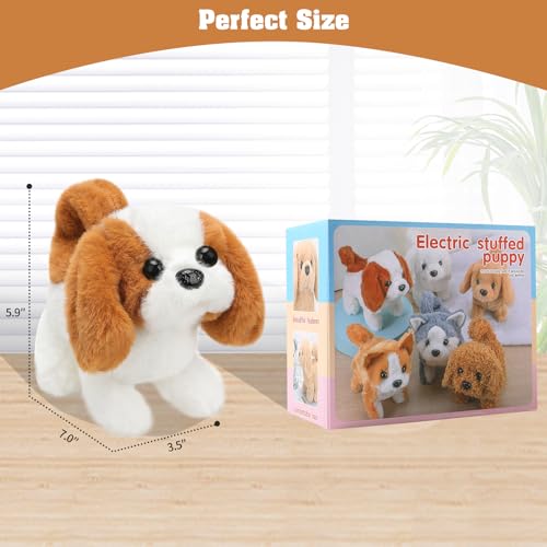 KSABVAIA Plush Saint Bernard Toy Puppy Electronic Interactive Dog - Walking, Barking, Tail Wagging, Stretching Companion Animal for Kids Toddlers - color: Saint Bernard Dog