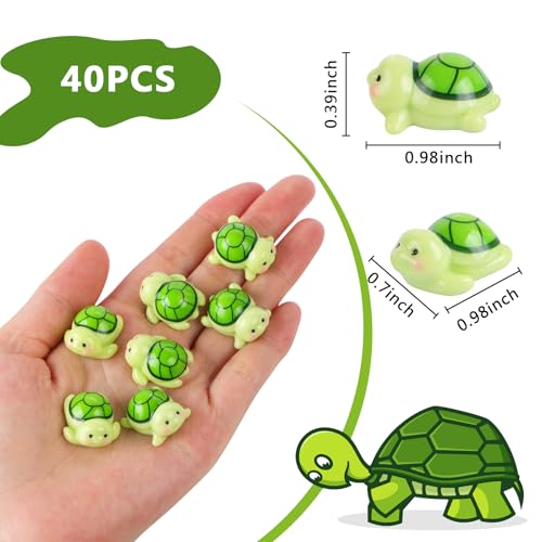 40 Pieces Tiny Turtles for Dollhouse Mini Resin Animals Mini Green Turtles for Fairy Garden Micro Moss Landscape Home Decor - style: Turtle