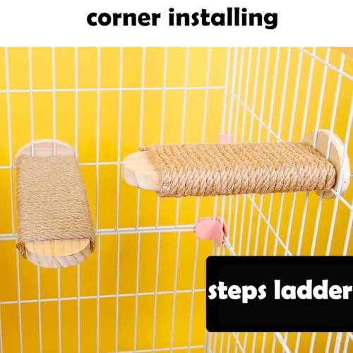 Cat Climbing Steps Scratching Tree - 2pcs Scratching Steps Sisal Hemp Cage Shelf Ladder Pets Perch Furniture Inside The cage with Install Screws (L) - size: L