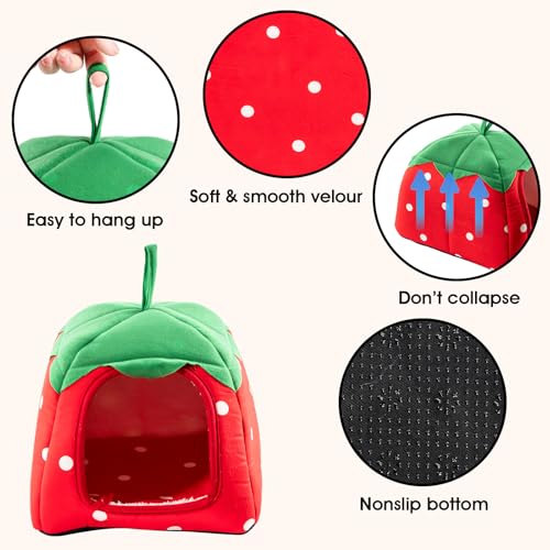 Avont 2 Pack Guinea Pig Tunnel & Hideout, Small Animal Bed | Soft Washable Fleece Hideout for Guinea Pigs, Chinchillas & Hamsters - Fruit or Animal Shape