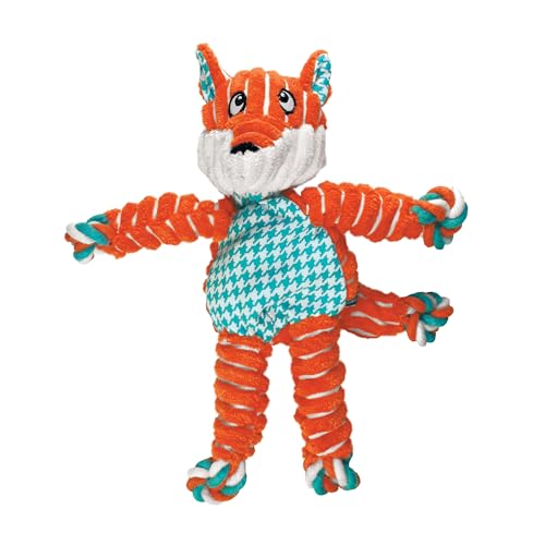 KONG Floppy Knots Rope and Plush Dog Toy, Fox, Medium/Large | Knotted Rope & Plush Toy with Minimal Stuffing & a Squeaker, Great for Teething, Tugging & Lively Play - color: Fox, size: Medium/Large
