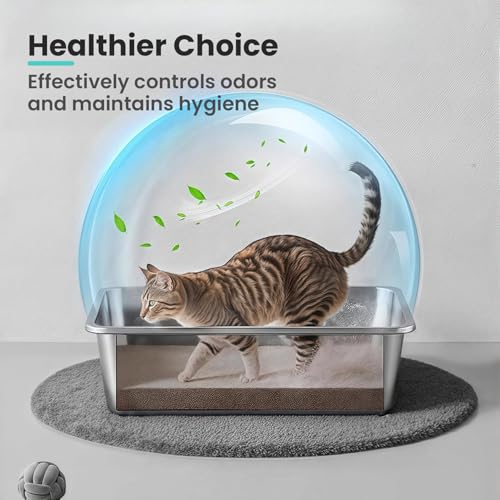 Extra Large Stainless Steel Cat Litter Box, 23.6"x15.7"x6" | Non-Sticky, Smooth Metal Litter Box for Indoor Cats, Leak-Proof, Easy to Clean, Non-Slip, High Sided, Easy Entry - size: 23.6”x15.8”x6”