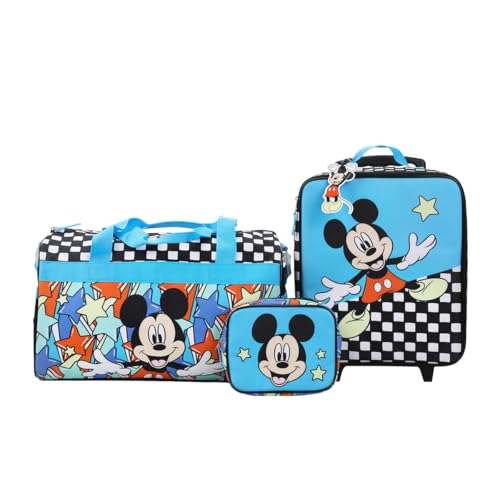 Bioworld Disney Mickey Mouse Polka Dots Youth 4-Piece Travel Set Carry on Luggage - color: DSY Polka Dots