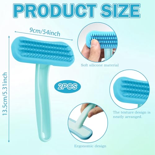 2Pcs Rabbit Bunny Soft Brush, Practical Brush for Rabbits Grooming, Soft Silicone Small Animal Massage Comb, Bunny Grooming Kit Supplies Suitable for Cats Puppies & Other Pets(Blue) - color: 2pc-blue