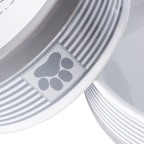 Bone Dry Paw & Patch Ceramic Pet Collection, Large Set, 7.5x2.4", Gray, 2 Piece - color: Gray, size: Large Bowl Set, 7.5x2.4"