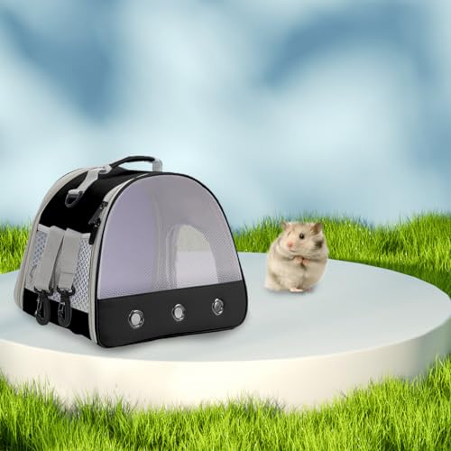 Breathable Guinea Pig Carrier Backpack with Nylon Mesh Window Portable Carrier for Guinea Pig, Bunny Bearded Dragon Bird Chinchilla Ferret Travel Outdoor - color: Black