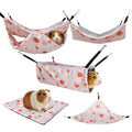 kathson 5 PCS Guinea Pig Hammock Set, Washable Rat Hammock, Guinea Pig Hideout Bed Soft Hamster Hanging Tunnel Mats Small Pets Cage Accessories for Chinchilla, Sugar Glider, Squirrel(Pink) - color: Pink