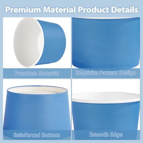 120Pcs 12oz Blue Ice Cream Cups for Hot or Cold Food | Blue Dessert Bowls Disposable Large Snack Cups for Treat Food Yogurt Soup Sundae Wedding Bridal Baby Shower Party Supplies - style: Blue Dessert Cup