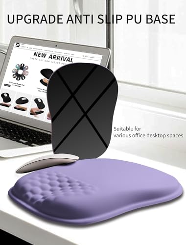 Hokafenle Ergonomic Wrist-Hugging Mouse Pad Wrist Support, U-Shaped Holding Wrist Rest Mousepad for Carpal Tunnel Pain Relief with Cushioned Memory Foam Slope Massage Bulge (10.2x8.3 in,Lavender) - color: Lavender