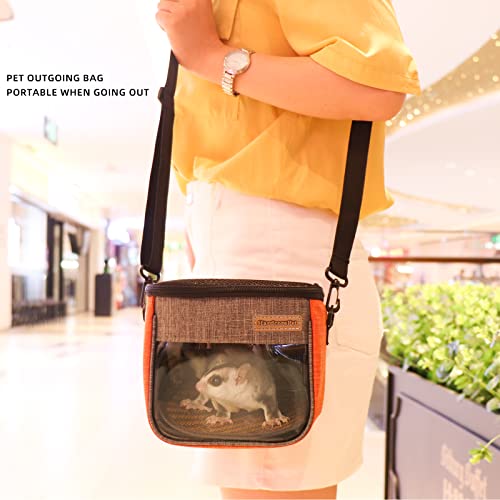 Small Pet Carrier Bag, Breathable & Portable – Small Animal Travel Bag with Detachable Strap Zipper for Sugar Glider, Hamster, Rat，Gerbils (Orange) - color: orange