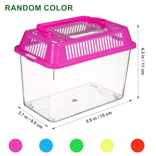 Angoily Turtle Tank, 0.4 Gal Portable Plastic Handheld Mini Fish Tanks Clear Reptile Habitat Carrier Catch and Release Aquarium Small Pet Aquarium with Handle for Travel and Home Use, Bug Cage Beach