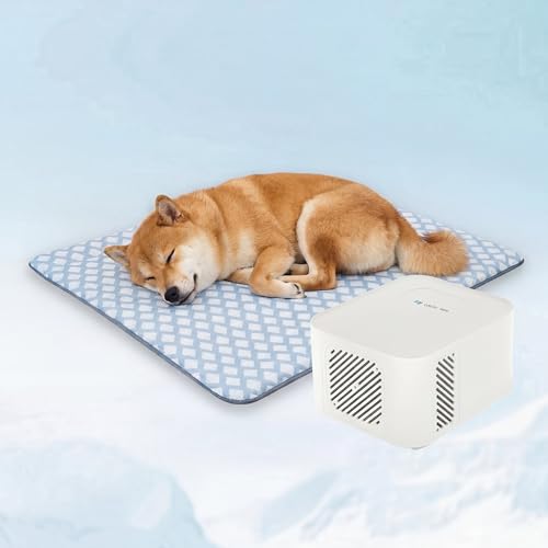 Pet Pad Cooling System for Summer, Consistent Cooling Water Mat for Dogs and Cats, No Refrigeration or Chemical Gel Needed, Machine Washable Bed, Ideal for Home and Crates (White Blue, 35" x 23") - size: 35" L x 23" W x 0.8" Th