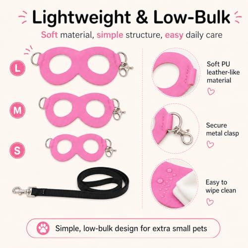 3 Pack Sugar Glider Harness and Leash Set Small Animal Training Walking Vest for Squirrel Hamster Rat Pink - color: Pink
