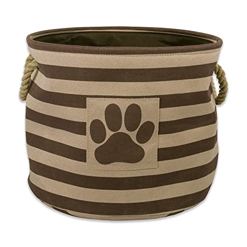 Bone Dry Pet Storage Collection Striped Paw Patch Bin, Small Round, Brown - color: Brown, size: Small Round