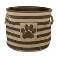 Bone Dry Pet Storage Collection Striped Paw Patch Bin, Small Round, Brown - color: Brown, size: Small Round