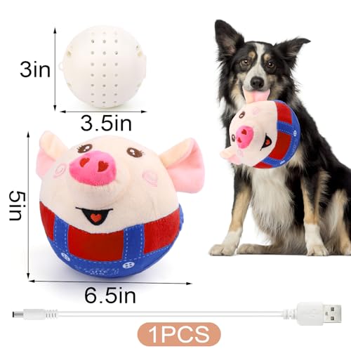 BABORUI Interactive Dog Toys Pig, Jumping Squeaky Dog Toys with Recording and Music Modes, Rechargeable Moving Dog Chew Toys for Small/Medium/Large Dogs to Keep Them Busy(Red Pig) - color: Red Pig