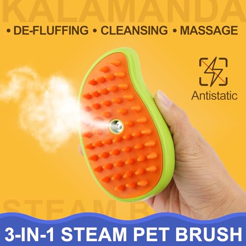 Cat Steam Brush, 3 In 1 Steamy Pet Brush, Silicone Massage Dog Hair Remover Comb, Spray Mist Grooming for Indoor Kittens (Mango Green) - color: Mango Green