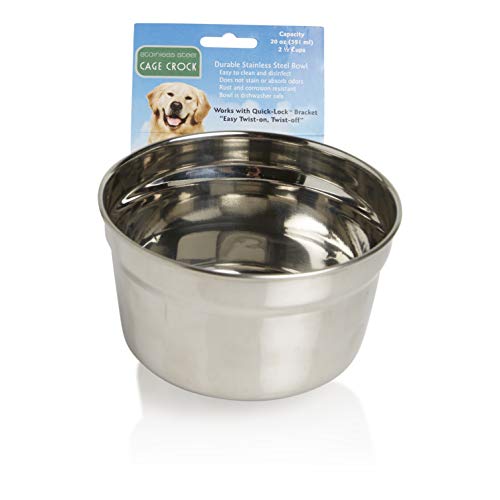 Lixit® Stainless Steel Kennel Food or Water Bowl - Non Spill Hanging Removable Crate Bowls - Carrier Cage Dish for Dogs or Cats for Feeding and Drinking (Stainless Steel, 20 Ounce) - size: 20 oz (Pack of 1)