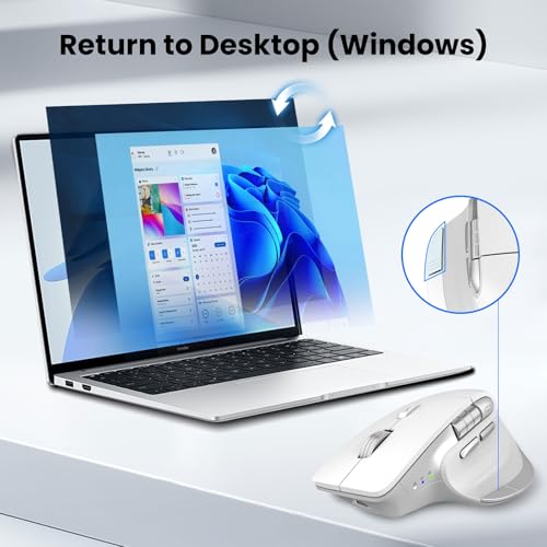 CITLLA Wireless Bluetooth Mouse, Ergonomic Rechargeable Silent Mouse with Multi-Device, Adjustable DPI, Flying Scroll & Thumb Wheel, Bluetooth Mice for Laptop, Computer, Tablet, Smartphone (White) - color: White