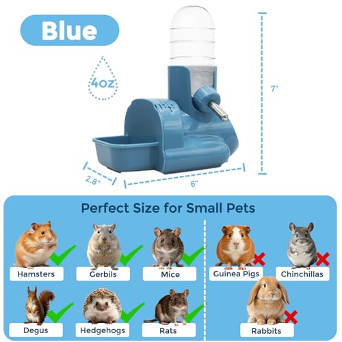 VANNON 3-in-1 Hamster Water Bottle with Food Bowl & Hideout Base, Blue | 3-in-1 feeding station combines water, food and hideout space to help keep hamster cages organized and easy to maintain. - color: Blue
