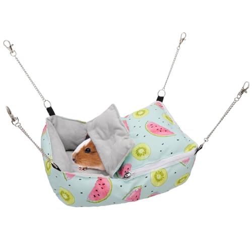 Wontee Guinea Pig Bed Warm Hammock Snuggle Bed for Young Guinea Pig Small Ferret Rat Sugar Glider Squirrel (Green) - color: Green