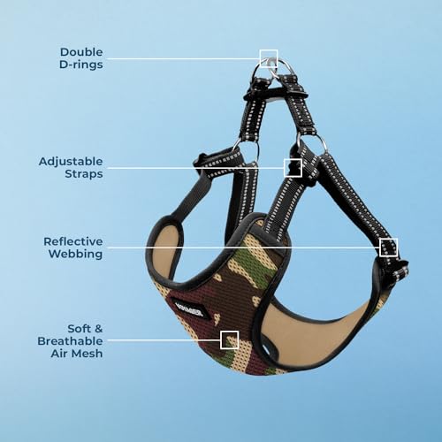 Voyager Step-in Flex Adjustable Dog Harness - Army, X-Small | 13 - 16" in Chest, Fully Adjustable, Reflective Bands, All Weather Breathable Air Mesh, Lightweight, Fast Drying - color: Harness (Army/Black Trim), size: XS