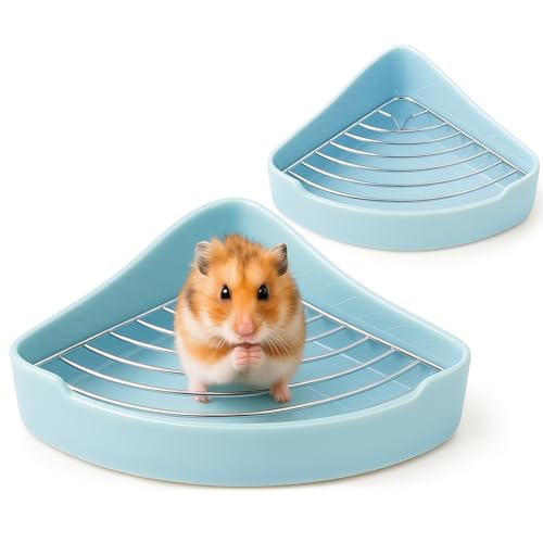 Eccliy Ceramic Corner Litter Box for Small Pets, Tip-Proof, Chew-Resistant, Triangle Potty Trainer Pet Pan for Ferret, Guinea Pig, Rat, Bunny, Chinchilla, Hedgehog, Sugar Glider, Hamster(Sky Blue) - color: sky blue