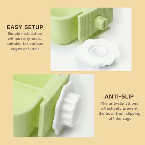 Pet Hanging Bowl for Crates, 2 in 1 Small Dog Bowl Puppy Removable Stainless Rabbit Cat Feeder Food Water Bowls for Puppy Cat Bird Rabbit Hamster Guinea Pig Ferret Small Animals - color: Green