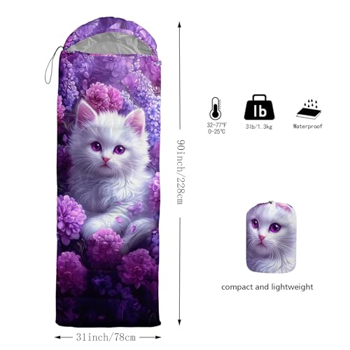 HOSIMA Dear Hunting Pattern Cold Weather Sleeping Bags for Kids Adults. | Black Light Weight Waterproof Sleeping Bags for Outdoors Hiking - color: Purple-e